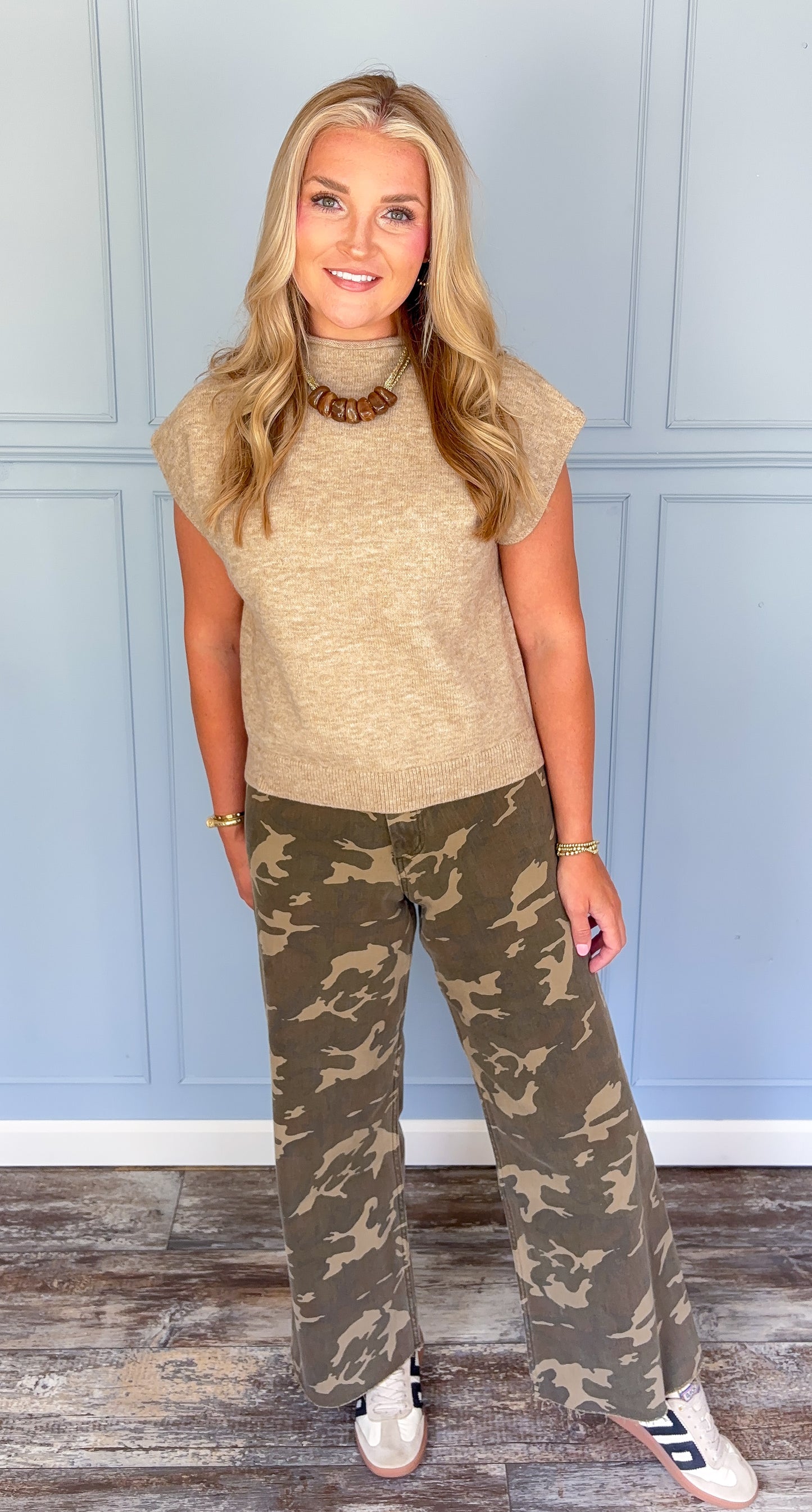 Camo Confidence Wide Leg Denim Pants