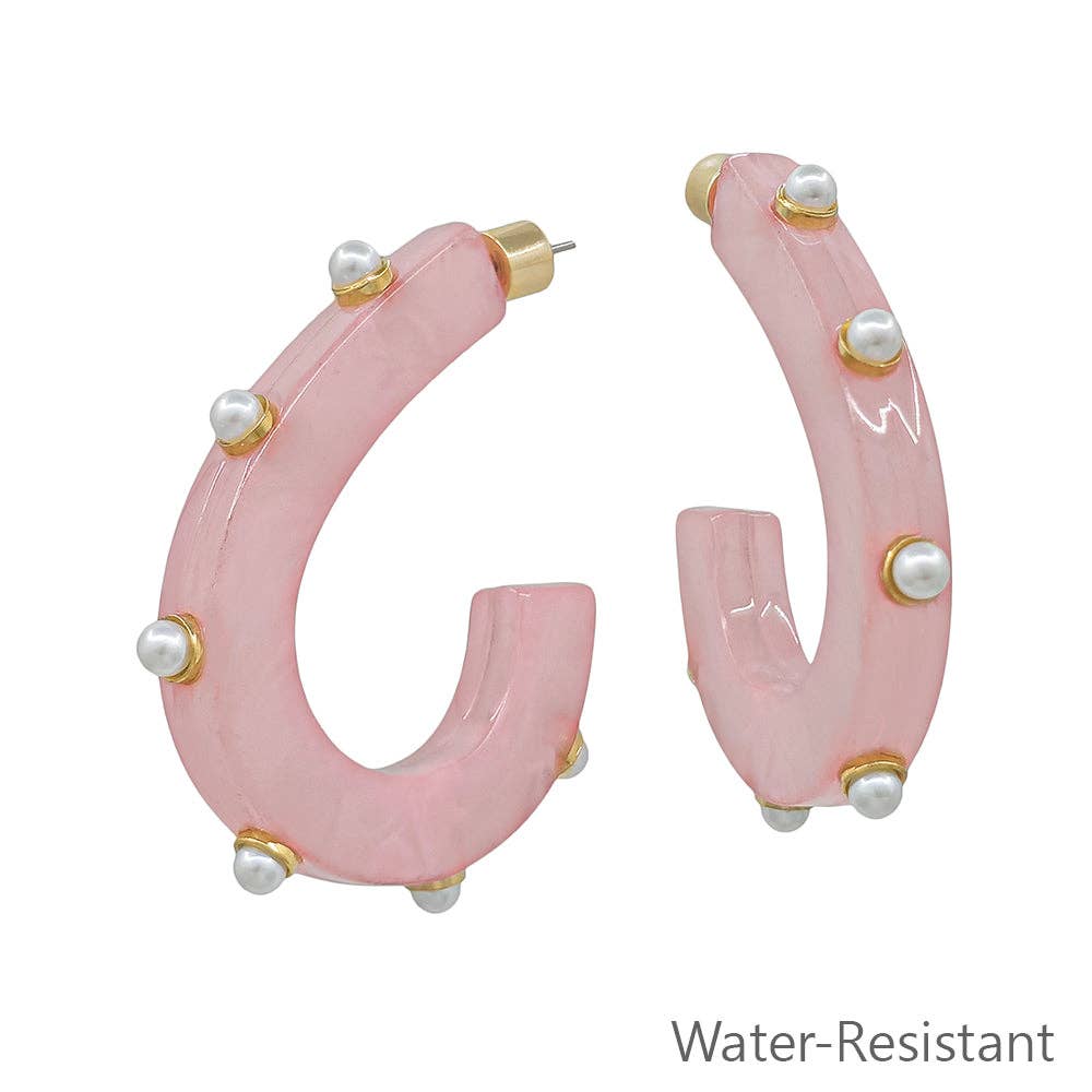 Pink Acrylic Teardrop Earrings