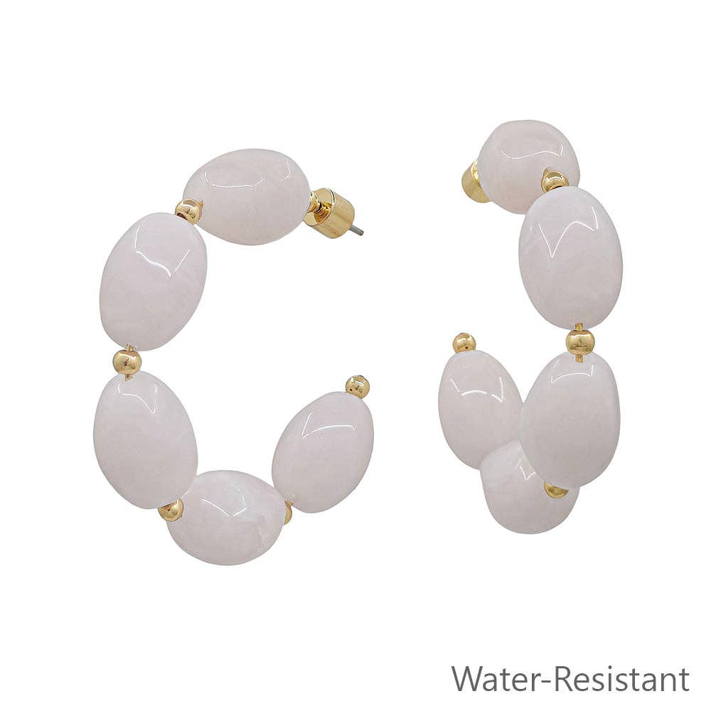 Pink Oval Acrylic Earrings