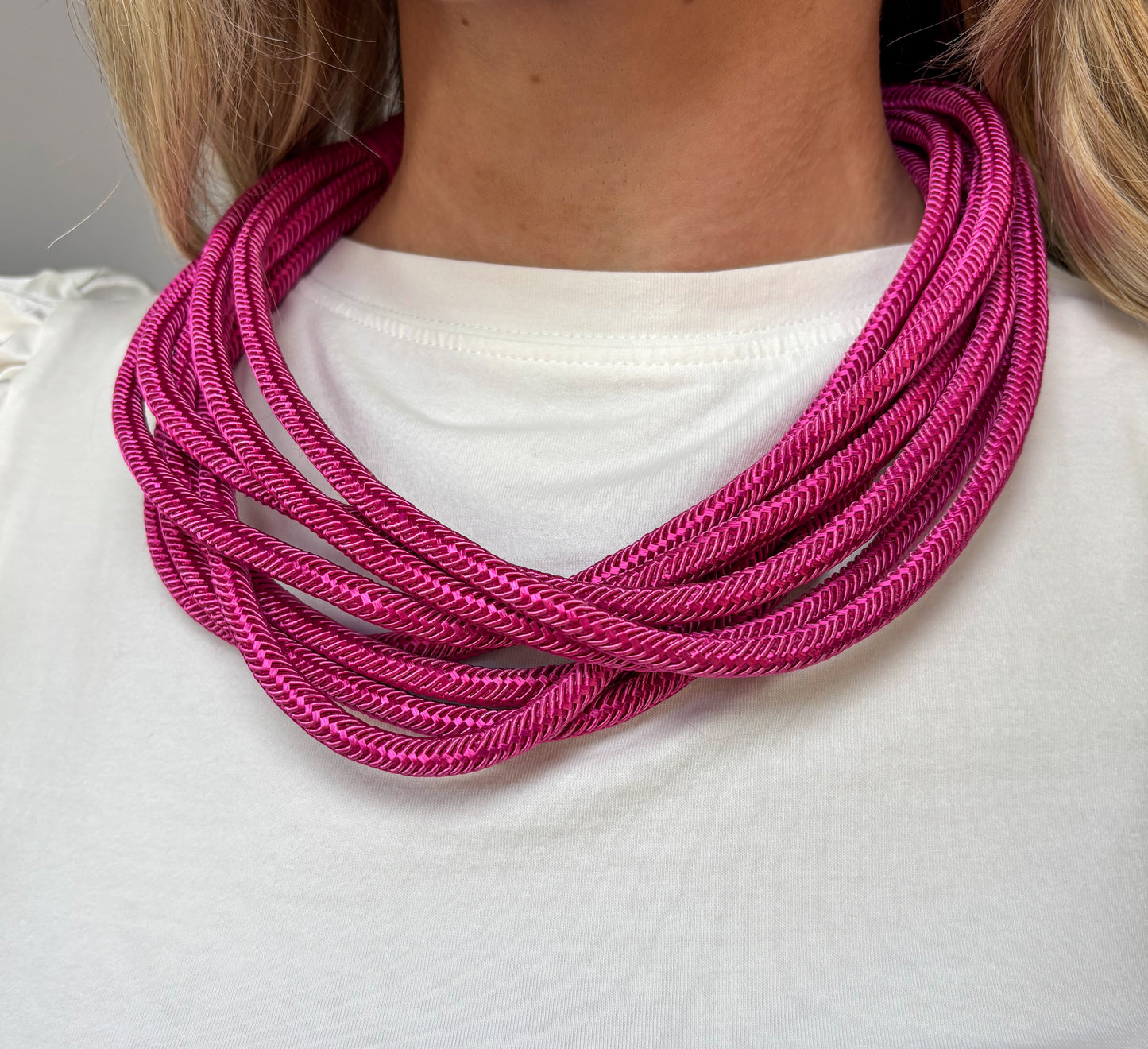 Slub 8-strand Necklace- Magenta