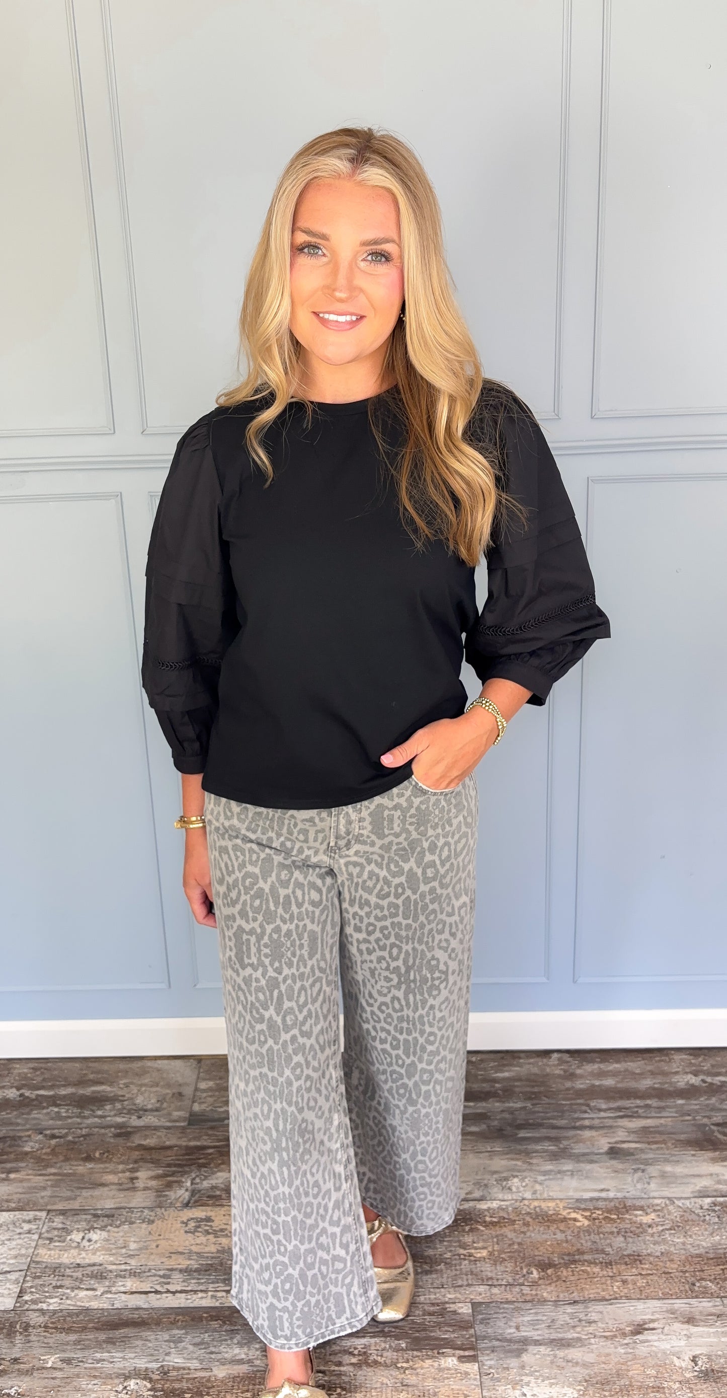 High Rise Leopard Print Wide Leg Pants