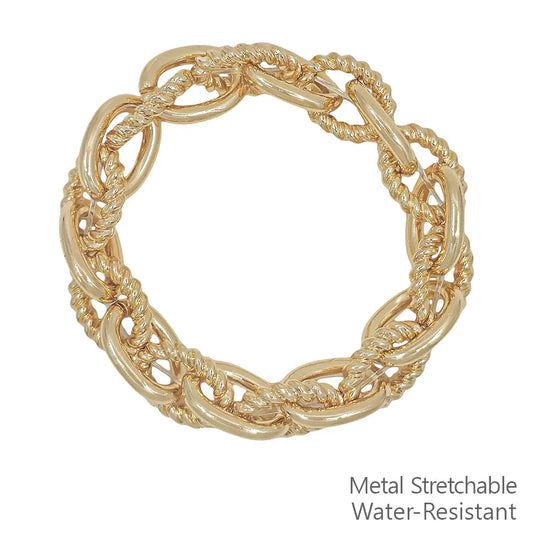 Interlocking Gold Chain Stretch Bracelet