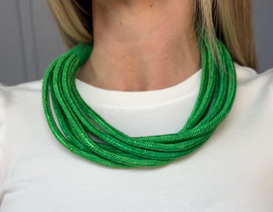 Slub 8-strand Necklace - Kelly Green