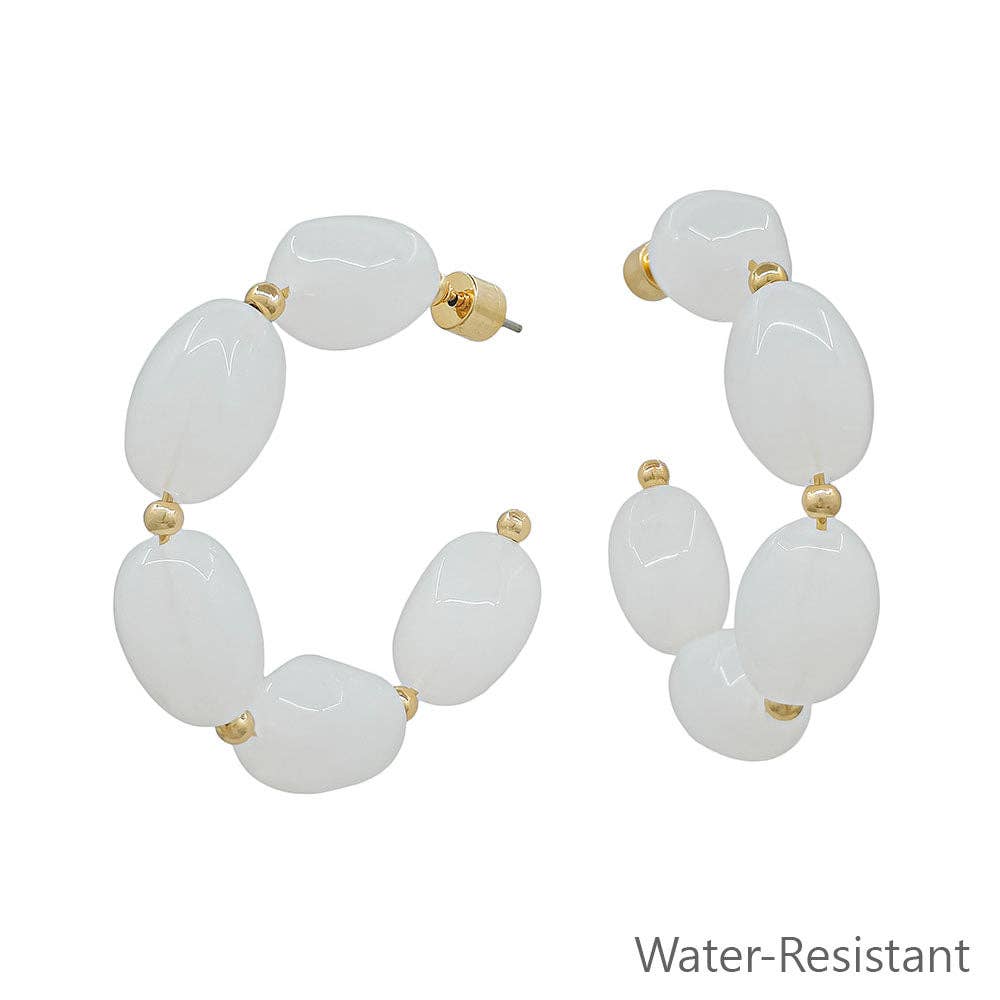 White Oval Acrylic Hoop Earrings