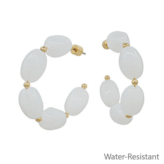 White Oval Acrylic Hoop Earrings