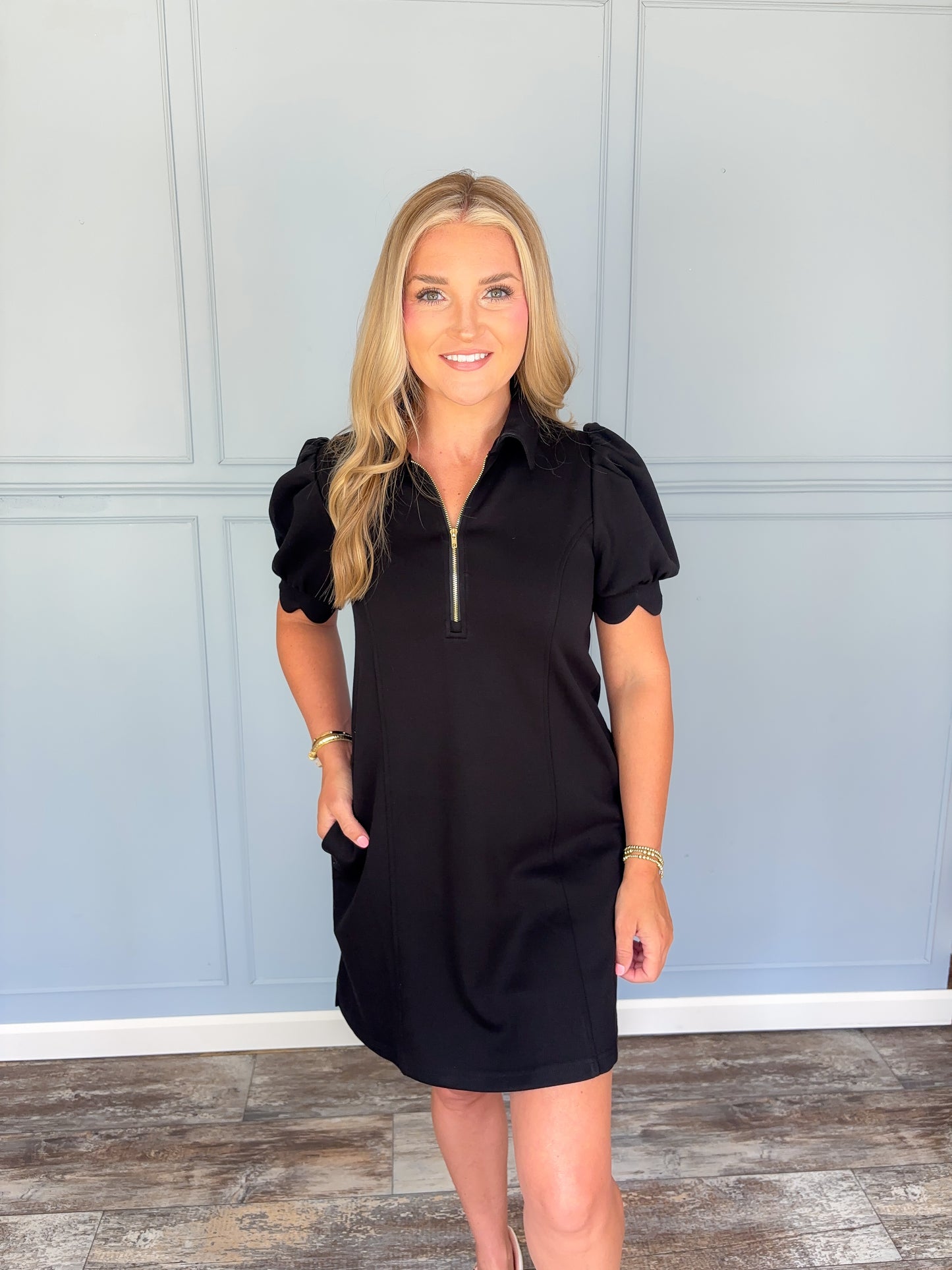 Simply Scallop Dress - Black