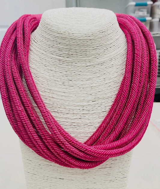 Slub 8-strand Necklace- Magenta