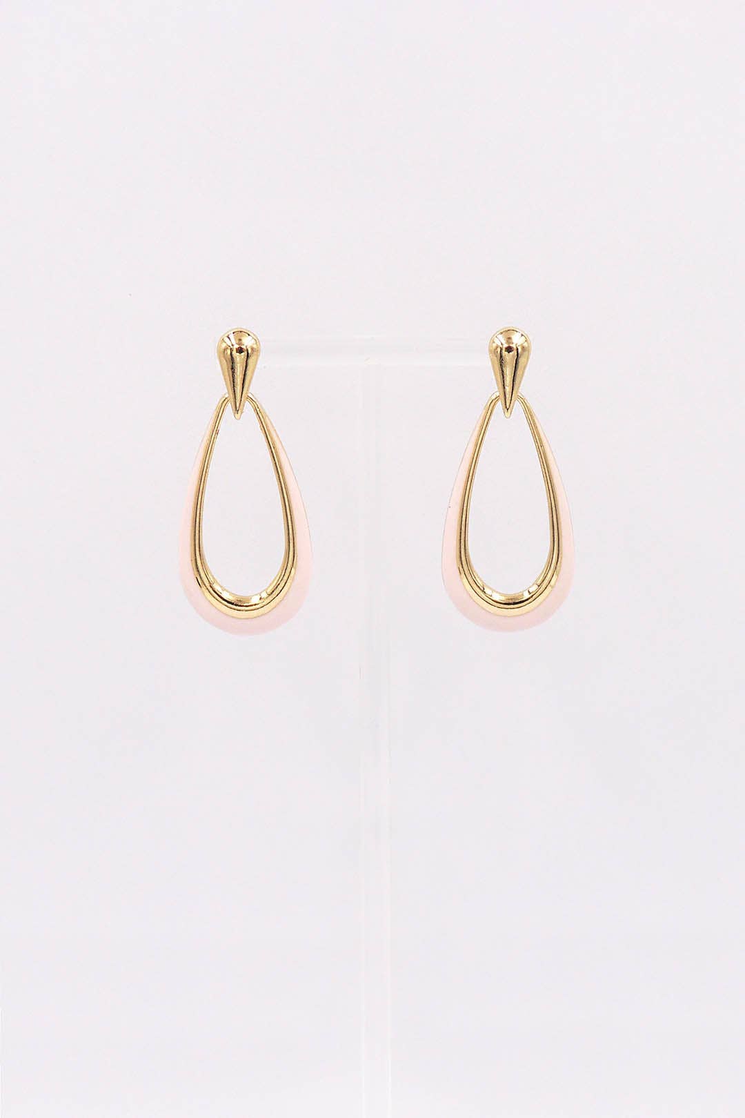 Gold & Pink Teardrop Earrings