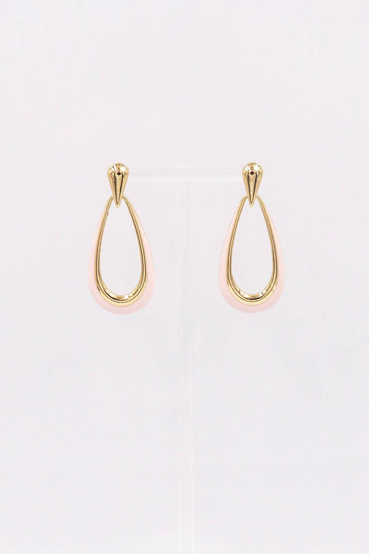 Gold & Pink Teardrop Earrings