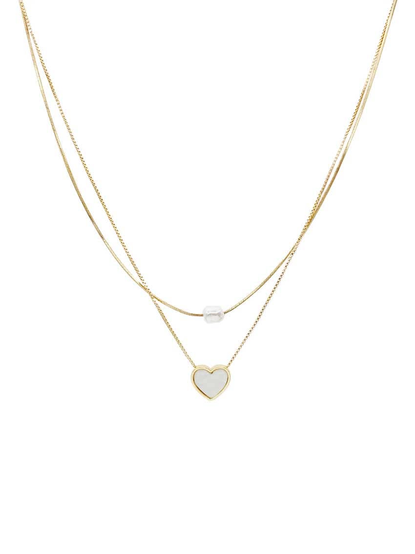 Pearl Heart Layered Necklace