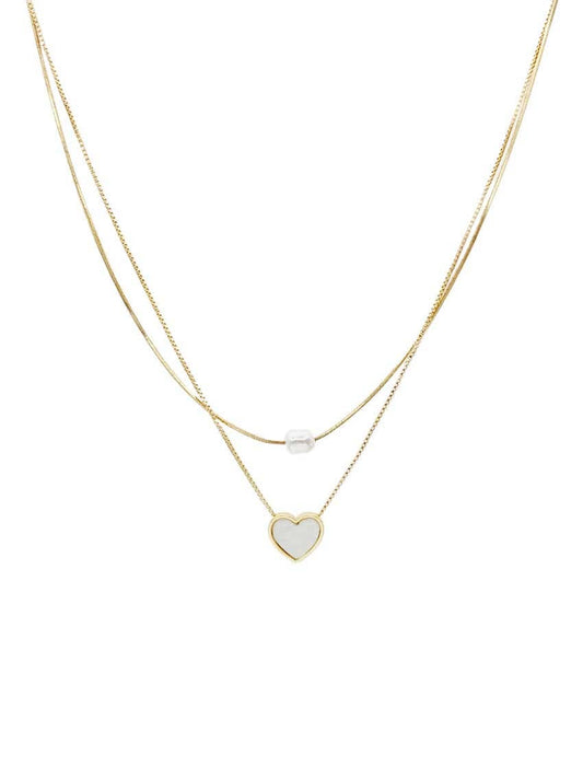 Pearl Heart Layered Necklace